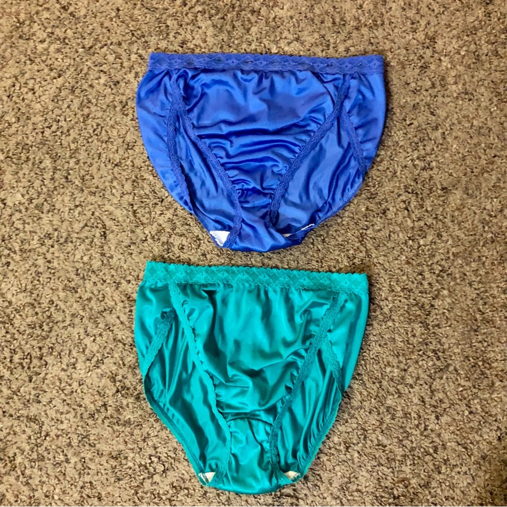 Vintage Sylray Panties Womens 7 Used 2 Pair Blue Green